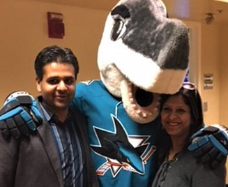 Photo of Sharky and some team members
